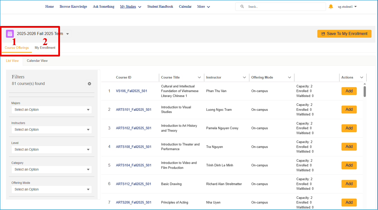 Instructions - Online Course Registration User Guide for Student